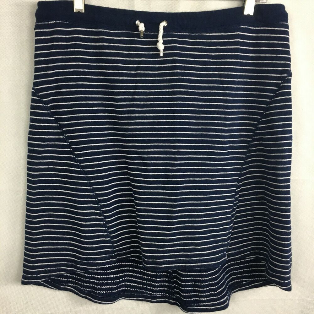 Lauren Ralph Lauren Active Skirt Women Sz M Blue White Striped Knit A-Line Terry